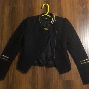 ☀️Navy blue H&M jacket with metallic trim